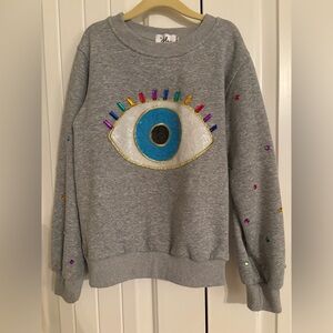 LOLA + THE BOYS Crewneck with Embellished Eye. Size 8.